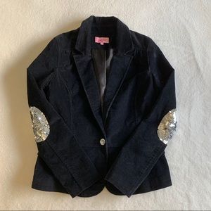 Priorities Black Suede Blazer with Silver Sequin